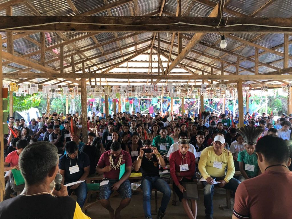 VI Assembleia Eletiva da OPIAJ contou com a participação de mais de 400 indígenas do povo Apurinã e Jamamadi. Aldeia São Benedito, Pauini/AM.