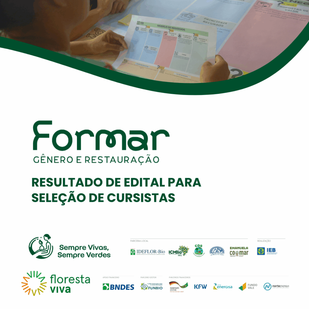 Confira o resultado do edital de seleção para cursistas do Formar Gênero e Restauração, na Resex Verde para Sempre